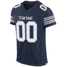 Load image into Gallery viewer, Custom Navy White-Light Gray Mesh Authentic Football Jersey