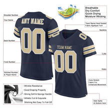 Load image into Gallery viewer, Custom Navy Vegas Gold-White Mesh Authentic Football Jersey