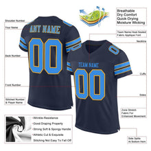 Load image into Gallery viewer, Custom Navy Powder Blue-Gold Mesh Authentic Football Jersey