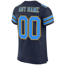Load image into Gallery viewer, Custom Navy Powder Blue-Gold Mesh Authentic Football Jersey