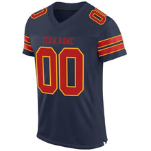 Load image into Gallery viewer, Custom Navy Scarlet-Gold Mesh Authentic Football Jersey