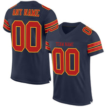 Load image into Gallery viewer, Custom Navy Scarlet-Gold Mesh Authentic Football Jersey