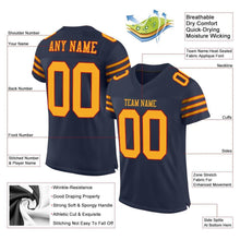Load image into Gallery viewer, Custom Navy Gold-Red Mesh Authentic Football Jersey