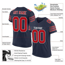 Load image into Gallery viewer, Custom Navy Red-White Mesh Authentic Football Jersey