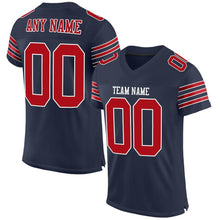 Load image into Gallery viewer, Custom Navy Red-White Mesh Authentic Football Jersey