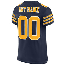 Load image into Gallery viewer, Custom Navy Gold-White Mesh Authentic Football Jersey