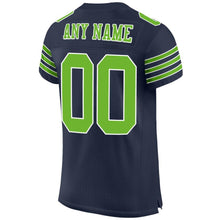 Load image into Gallery viewer, Custom Navy Neon Green-White Mesh Authentic Football Jersey