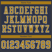Load image into Gallery viewer, Custom Navy Old Gold-White Mesh Authentic Football Jersey