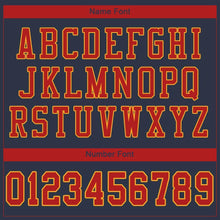 Load image into Gallery viewer, Custom Navy Scarlet-Gold Mesh Authentic Football Jersey