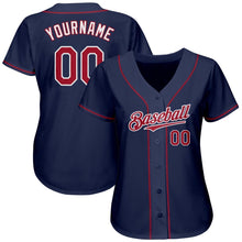 Load image into Gallery viewer, Custom Navy Red-White Authentic Baseball Jersey