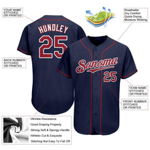 Load image into Gallery viewer, Custom Navy Red-White Authentic Baseball Jersey