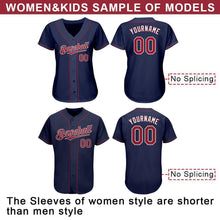 Load image into Gallery viewer, Custom Navy Red-White Authentic Baseball Jersey