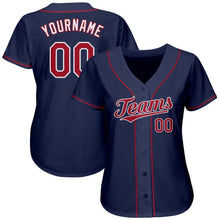 Load image into Gallery viewer, Custom Navy Red-White Authentic Baseball Jersey