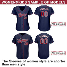 Load image into Gallery viewer, Custom Navy Red-White Authentic Baseball Jersey