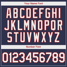 Load image into Gallery viewer, Custom Navy White-Red Authentic Baseball Jersey