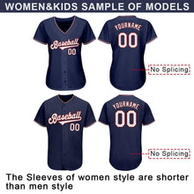 Load image into Gallery viewer, Custom Navy White-Red Authentic Baseball Jersey