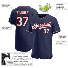 Load image into Gallery viewer, Custom Navy White-Red Authentic Baseball Jersey
