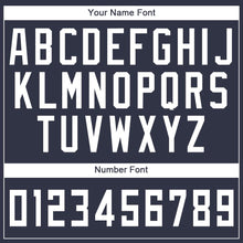 Load image into Gallery viewer, Custom Navy White Round Neck Suit Basketball Jersey