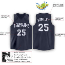 Load image into Gallery viewer, Custom Navy White V-Neck Basketball Jersey