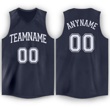 Load image into Gallery viewer, Custom Navy White V-Neck Basketball Jersey