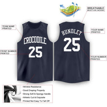 Load image into Gallery viewer, Custom Navy White Round Neck Basketball Jersey