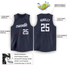 Load image into Gallery viewer, Custom Navy White Round Neck Basketball Jersey