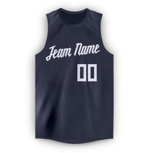 Load image into Gallery viewer, Custom Navy White Round Neck Basketball Jersey