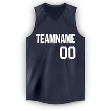 Load image into Gallery viewer, Custom Navy White V-Neck Basketball Jersey