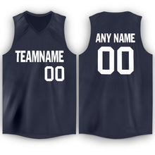 Load image into Gallery viewer, Custom Navy White V-Neck Basketball Jersey