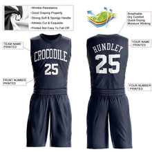 Load image into Gallery viewer, Custom Navy White Round Neck Suit Basketball Jersey