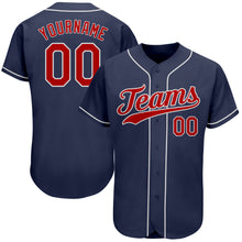 Load image into Gallery viewer, Custom Navy Red-White Authentic Baseball Jersey