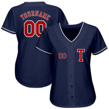 Load image into Gallery viewer, Custom Navy Red-White Authentic Baseball Jersey