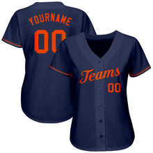 Load image into Gallery viewer, Custom Navy Orange Authentic Baseball Jersey