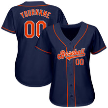 Load image into Gallery viewer, Custom Navy Orange-White Authentic Baseball Jersey