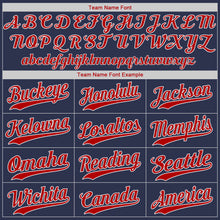 Load image into Gallery viewer, Custom Navy Red-White Authentic Baseball Jersey