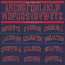 Load image into Gallery viewer, Custom Navy Red-Old Gold Authentic Baseball Jersey