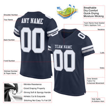 Load image into Gallery viewer, Custom Navy White-Light Gray Mesh Authentic Football Jersey