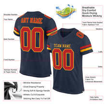 Load image into Gallery viewer, Custom Navy Scarlet-Gold Mesh Authentic Football Jersey