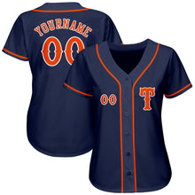 Load image into Gallery viewer, Custom Navy Orange-White Authentic Baseball Jersey