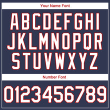 Load image into Gallery viewer, Custom Navy White-Red Authentic Throwback Rib-Knit Baseball Jersey Shirt