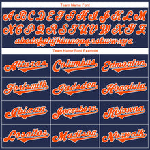 Load image into Gallery viewer, Custom Navy Orange-White Authentic Throwback Rib-Knit Baseball Jersey Shirt