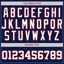 Load image into Gallery viewer, Custom Navy White-Red Authentic Baseball Jersey