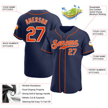 Load image into Gallery viewer, Custom Navy Orange-White Authentic Baseball Jersey