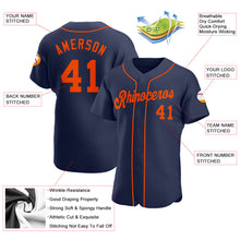 Load image into Gallery viewer, Custom Navy Orange Authentic Baseball Jersey