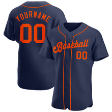 Load image into Gallery viewer, Custom Navy Orange Authentic Baseball Jersey