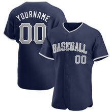 Load image into Gallery viewer, Custom Navy Gray-White Authentic Baseball Jersey