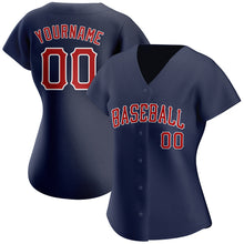 Load image into Gallery viewer, Custom Navy Red-White Authentic Baseball Jersey