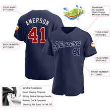 Load image into Gallery viewer, Custom Navy Red-White Authentic Baseball Jersey