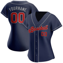 Load image into Gallery viewer, Custom Navy Red-Gray Authentic Baseball Jersey