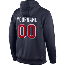 Load image into Gallery viewer, Custom Stitched Navy Red-White Sports Pullover Sweatshirt Hoodie